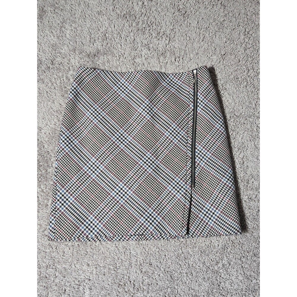 White House Black Market Womens Plaid Skirt Mini Career Black Pink Blue size 2